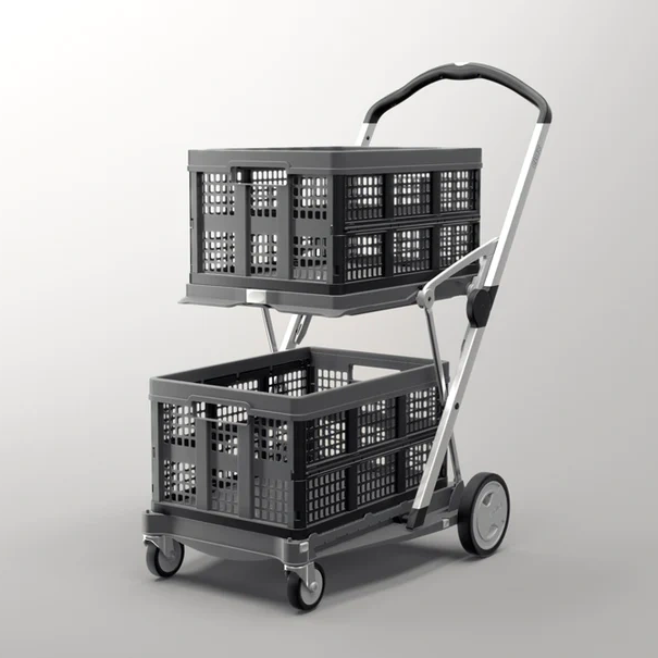EasyRoll Folding Shopping Trolley — 2-Tier, 132 lb Capacity, Folds to 7 in – image 8
