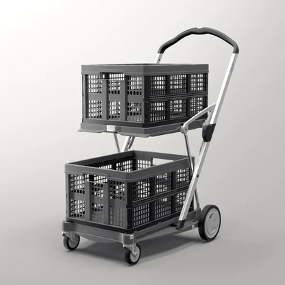 EasyRoll Folding Shopping Trolley — 2-Tier, 132 lb Capacity, Folds to 7 in – image 8