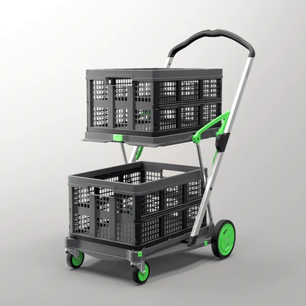 EasyRoll Folding Shopping Trolley — 2-Tier, 132 lb Capacity, Folds to 7 in – image 9
