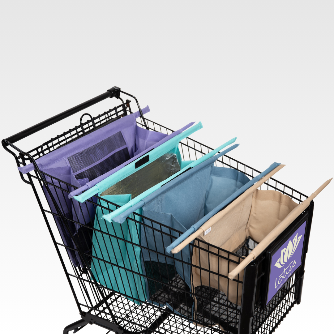 Lotus Trolley Bags — Set of 4 Reusable Cart Bags with Insulated Cooler Bag – image 1