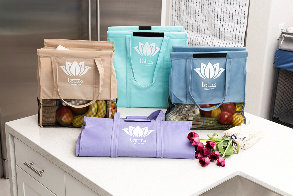 Lotus Trolley Bags — Set of 4 Reusable Cart Bags with Insulated Cooler Bag – image 6