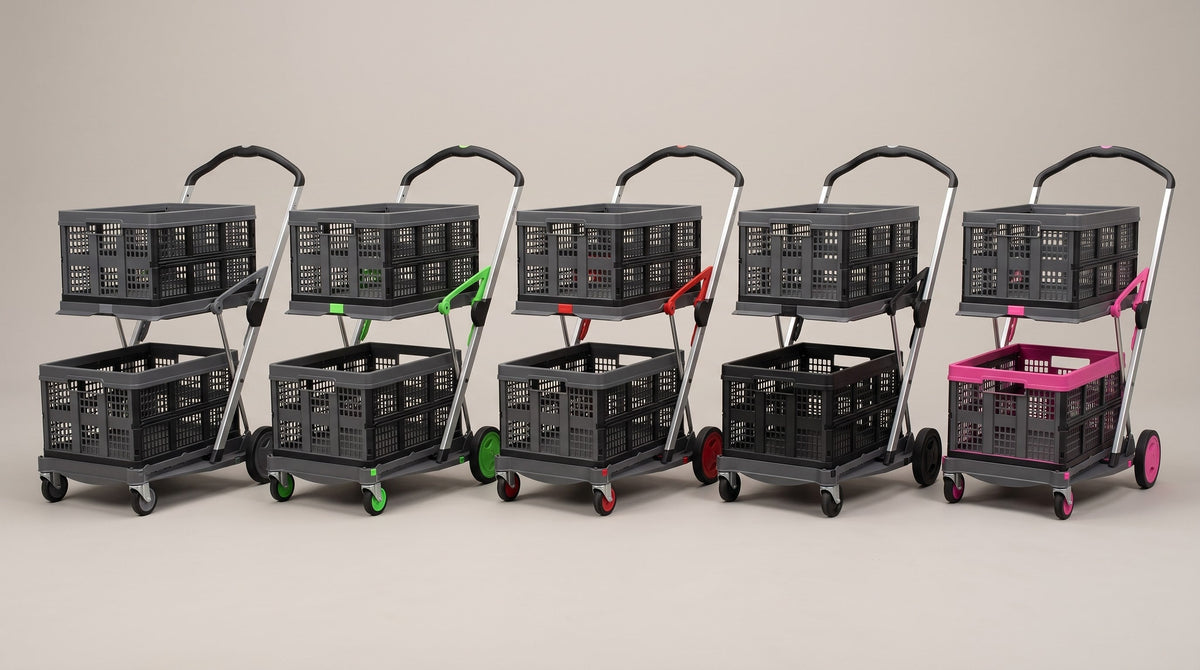 EasyRoll trolley in five colors: grey, green, red, black, pink