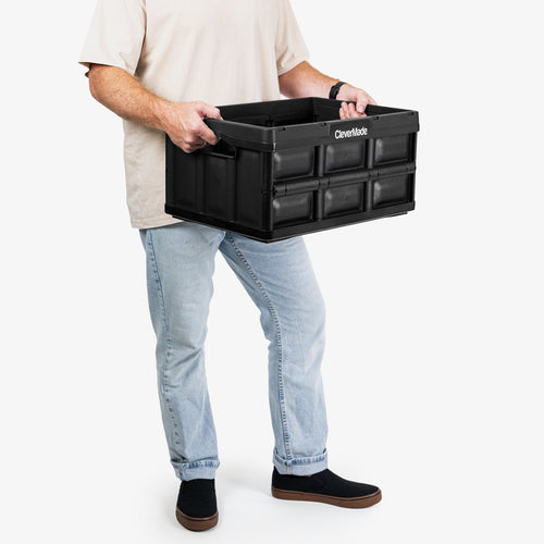 CleverMade Collapsible Storage Bin 32 L — 3 Pack, 66 lb Each, Folds to 2.75 in – image 1