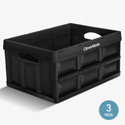 CleverMade Collapsible Storage Bin 32 L — 3 Pack, 66 lb Each, Folds to 2.75 in – image 2