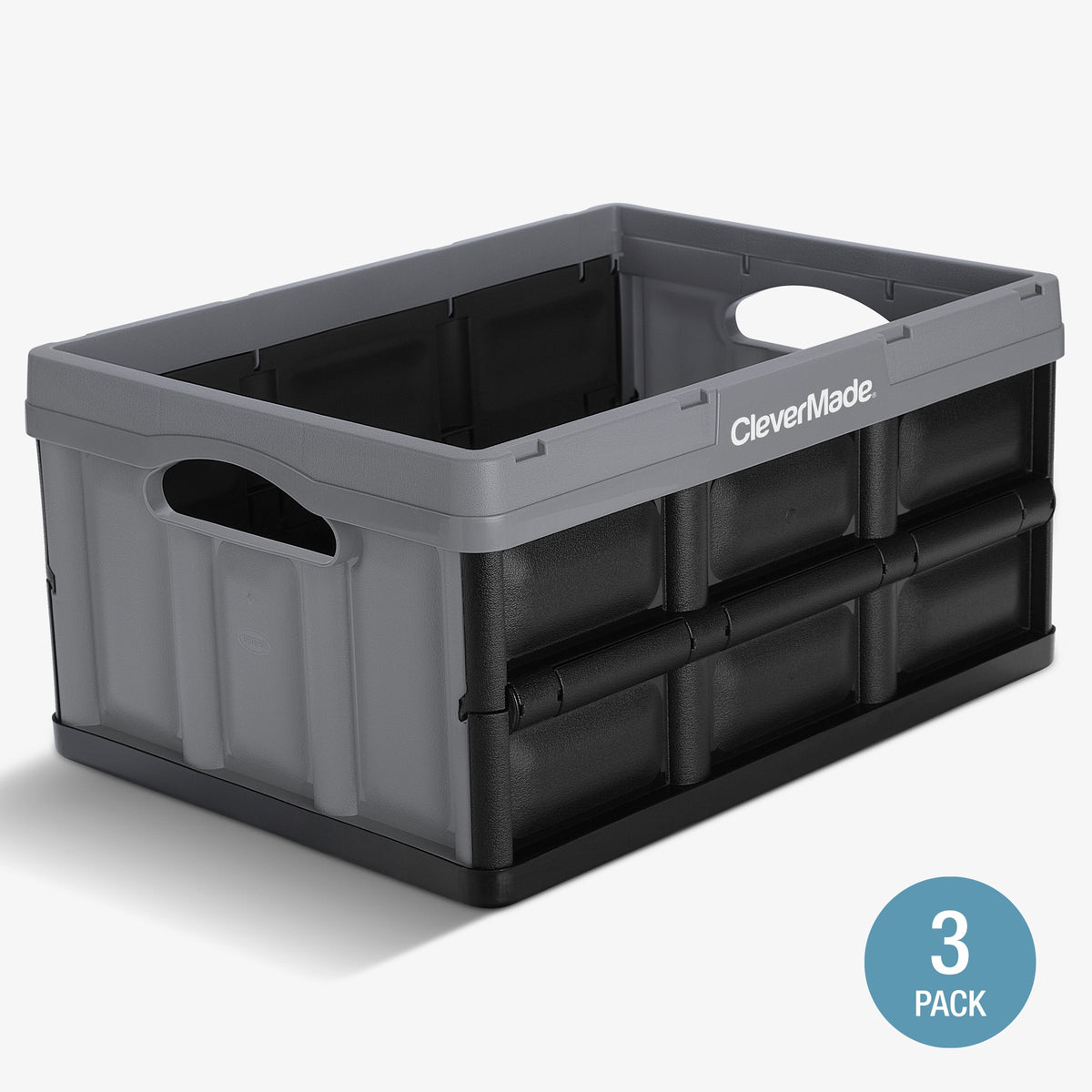 CleverMade Collapsible Storage Bin 32 L — 3 Pack, 66 lb Each, Folds to 2.75 in – image 9