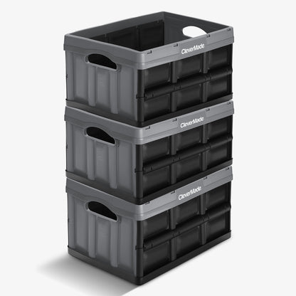 CleverMade Collapsible Storage Bin 32 L — 3 Pack, 66 lb Each, Folds to 2.75 in – image 10