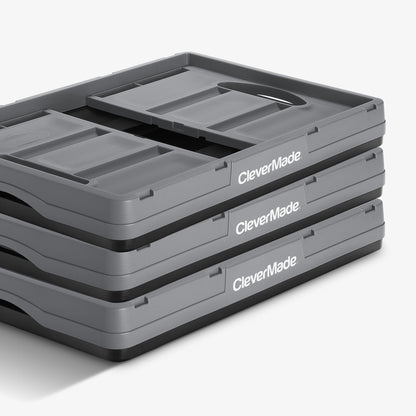 CleverMade Collapsible Storage Bin 32 L — 3 Pack, 66 lb Each, Folds to 2.75 in – image 11