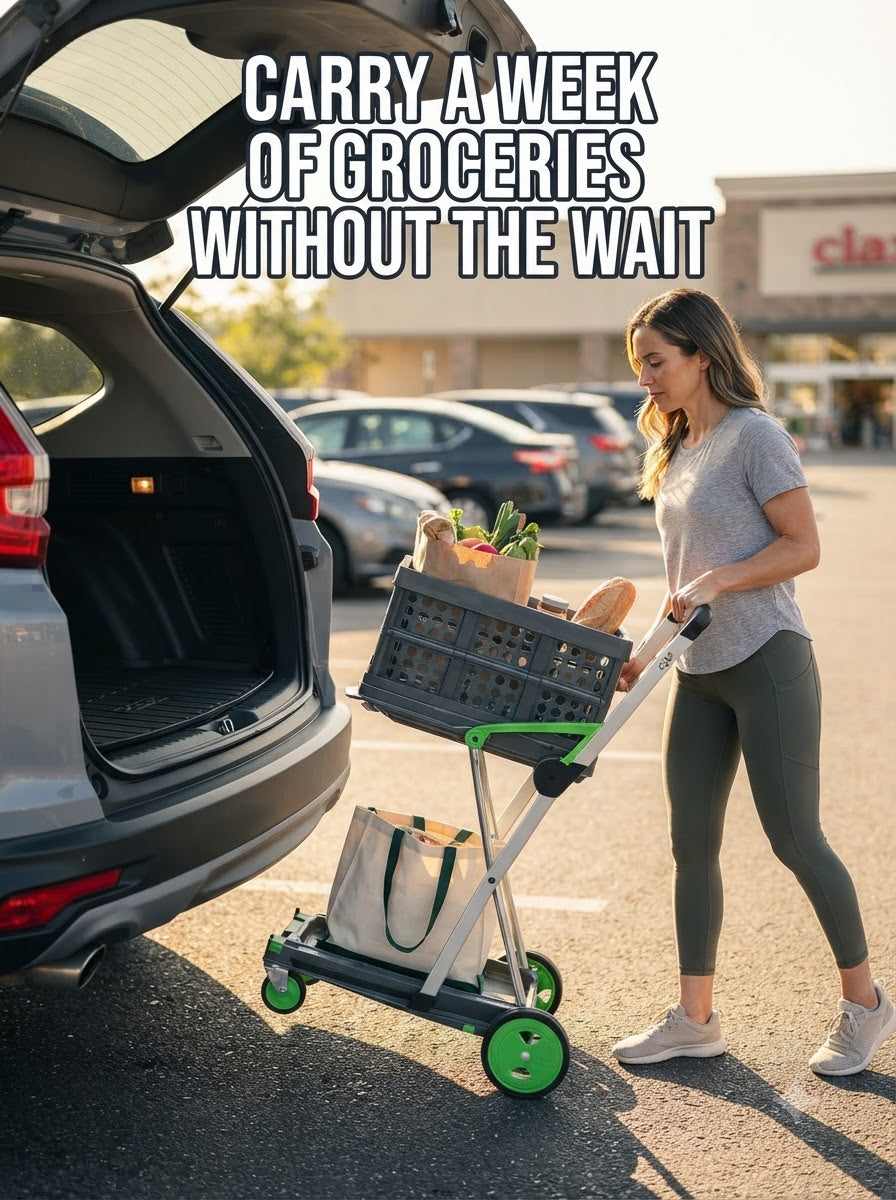 EasyRoll Folding Shopping Trolley — 2-Tier, 132 lb Capacity, Folds to 7 in – image 1