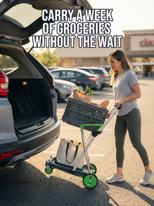 EasyRoll Folding Shopping Trolley — 2-Tier, 132 lb Capacity, Folds to 7 in – image 1