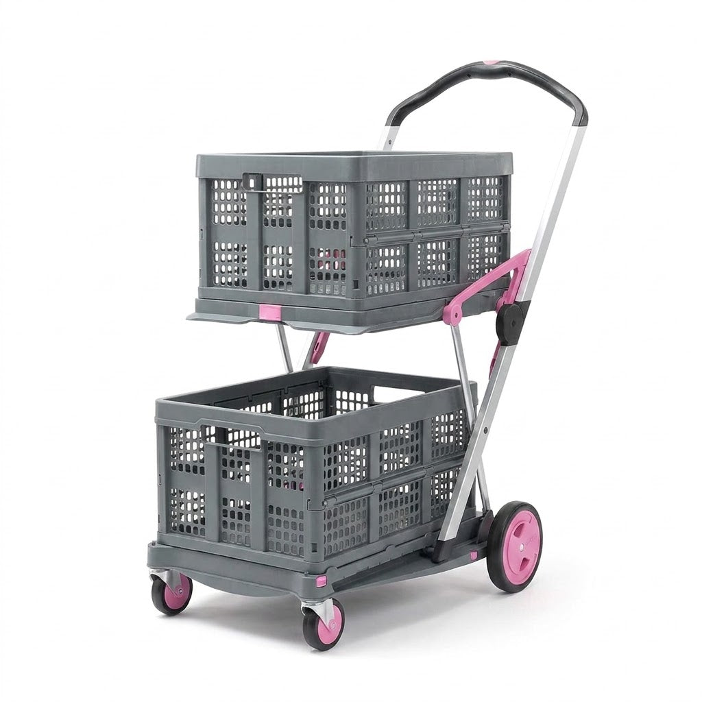 EasyRoll Folding Shopping Trolley — 2-Tier, 132 lb Capacity, Folds to 7 in – image 15