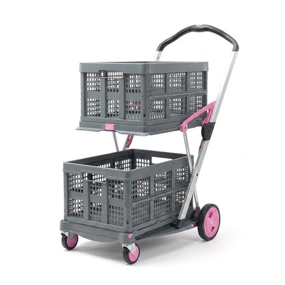 EasyRoll Folding Shopping Trolley — 2-Tier, 132 lb Capacity, Folds to 7 in – image 15